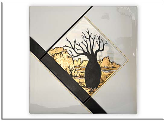 Silhouette Boab Platter painted by Anne Blake