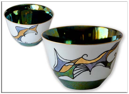 Abstract lustre bowl by Anne Blake